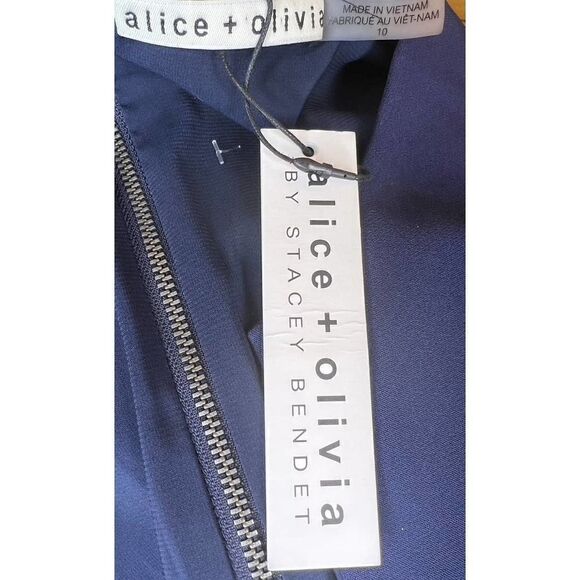 Alice + Olivia Niko Cold Shoulder Blue Saphire Dress Size 10 NWT - Picture 3 of 5
